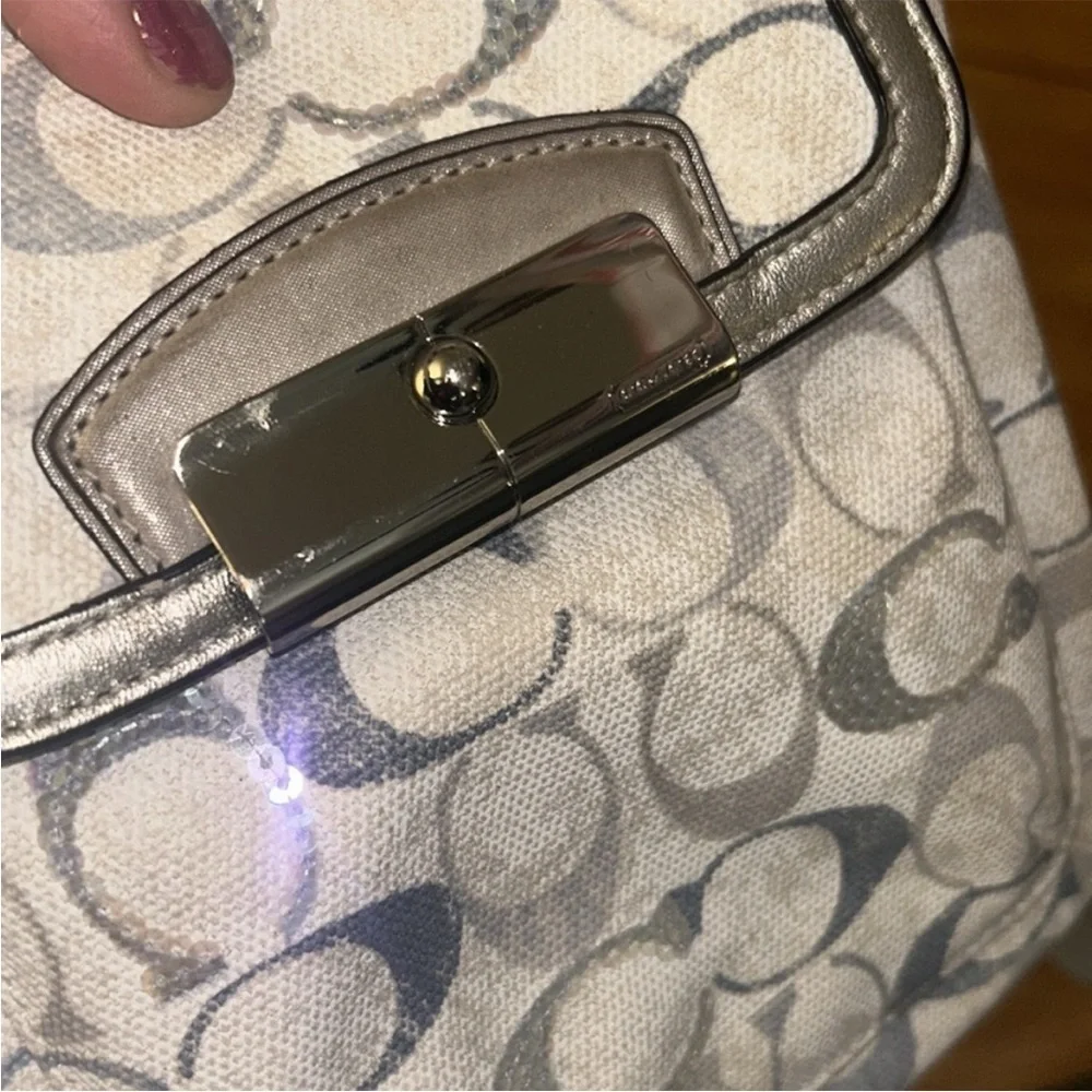 Coach Beige and Silver Crossbody Bag